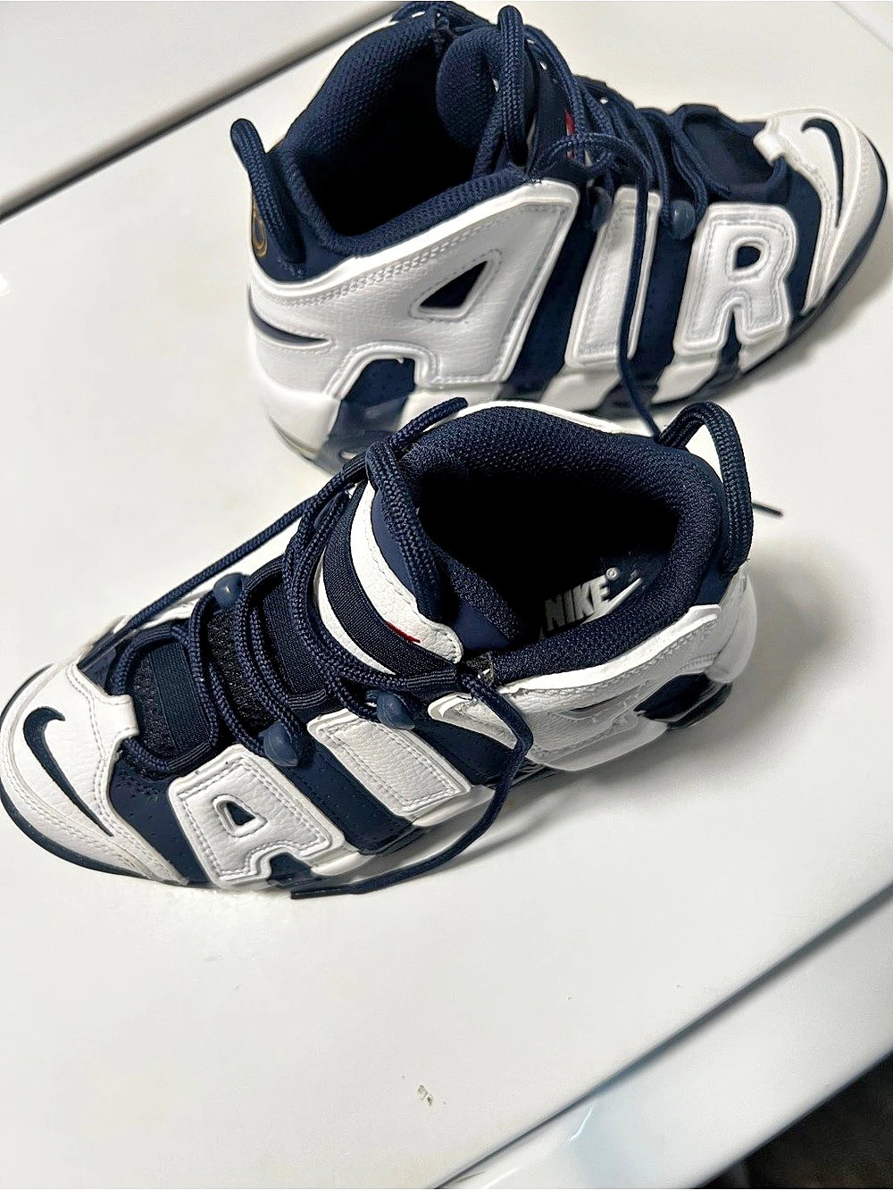 Nike Air More Uptempo Kids High-Top Sneakers White & Blue - Picture 7 of 7